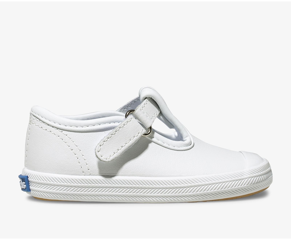 Slip Ons Keds Niños Blancas - Champion Toe Cap T-Strap - 378-SBYLEZ